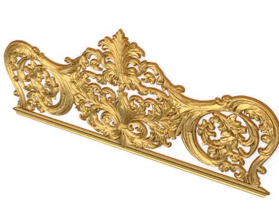 Classic Carved Bed 3D model 13 3D model