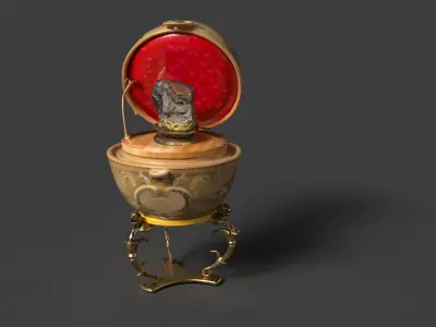 Faberge egg with meat shaped stone  Low-poly 3D model