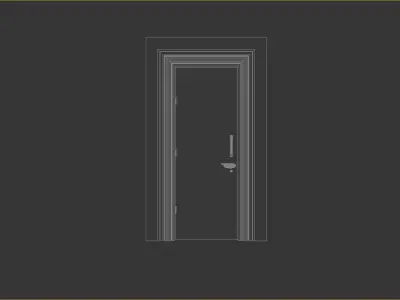Wooden Door with Full Glass Frame Low-poly 3D model Free low-poly 3D model