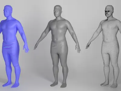 Shirtless athletic man in A-pose 310 Low-poly 3D model