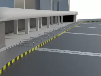 Airport parking lot with curbs 3D model