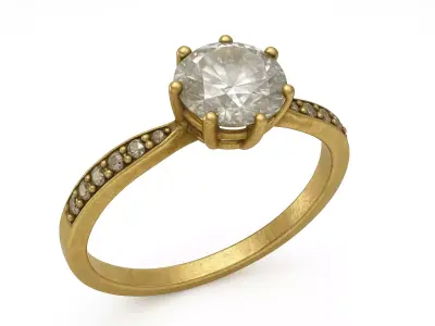 Gold Ring with Diamond-3D ModelHigh Free 3D model