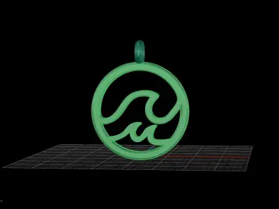 Modern Waves Pendant For Chain 3D print model