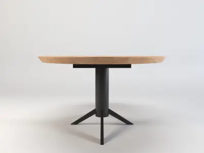 Table - round table - meeting table - wood table - dining table Low-poly 3D model