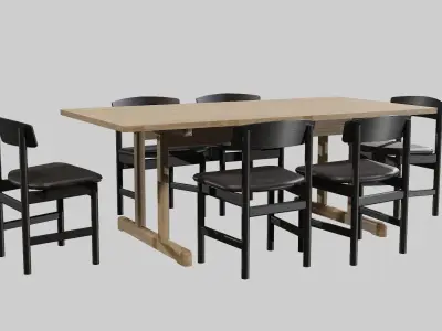 DiningSet-V-01Mogensen Table 6286 andChair 3236 Low-poly 3D model