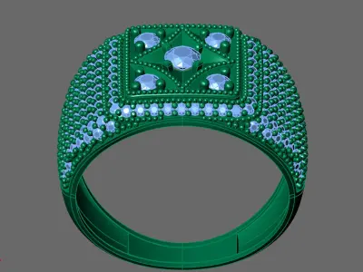 Gents Rings Diamond Men Ring STL 3DM 3D ready print model 3D print model