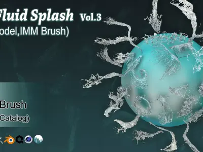 30 Fluid Splash 3D Model IMM Brush Vol 3 3D model
