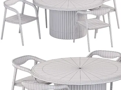 Luxury Black table chair wooden 3D model
