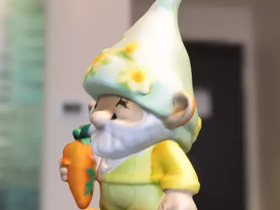 Garden Gnome with Carrot Low-poly 3D model