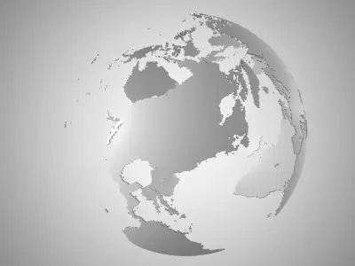 Grey Globe Shell Planet Earth  3D model