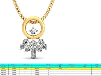 Solitaire Women Pendant 3dm STL OBJ FBX Renders Details 3D print model 39