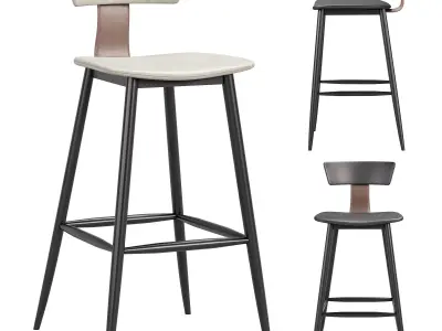 Semi bar chair ANT black 3D model