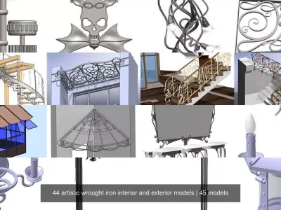 44 artistic interior and exterior metal work 3D Model Pack