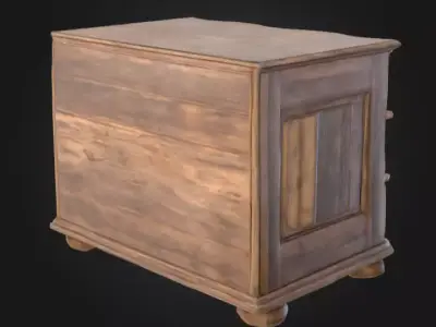 Rustic Wooden Dresser Low-poly 3D model
