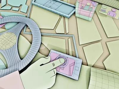 Lowpoly Cardboard paper style Car Interior 3D model