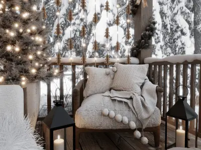 Christmas Home - Porch Blender Scene 3D model