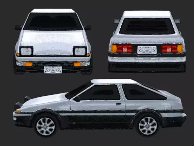 PS1 - Retro Toyota AE86 Low-poly 3D model