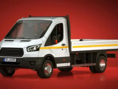 Generic Cargo VAN Dropside with driver Low-poly 3D model