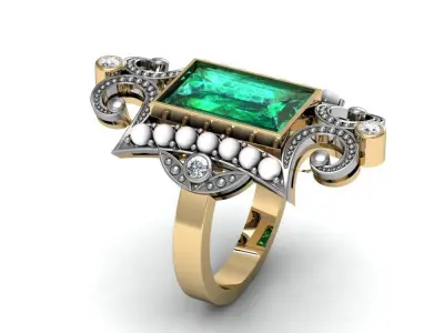 Ring with pearls 3D print model