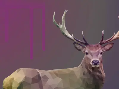 Low poly Deer polygonal Low-poly 3D model