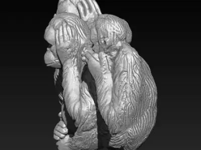 Three Wise Monkeys Set 3D print model