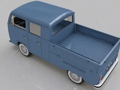 VOLKSWAGEN T2 PICKUP DOUBLE CAB 1974 3D model