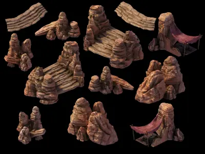 Stone Blood Festival Canyon - Broken Stones 02 3D model