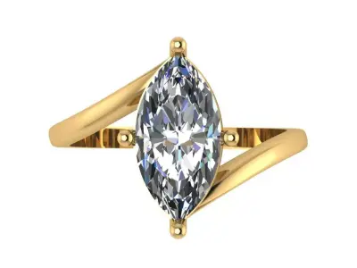 twist cross marquise ring  3D print model