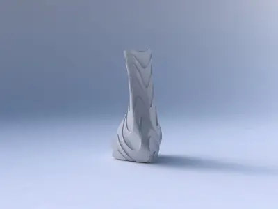 Vase twist puffy triangle with horizontal wavy layers 3D print model