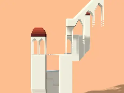 Voxel monument valley  Low-poly 3D model