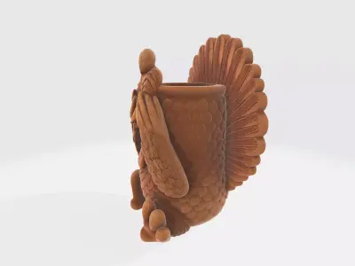 Peekaboo Turkey Cute Thanksgiving Turkey Figurine Fall Holiday 3D print model