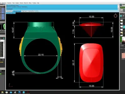 Luxury Signet Ring with Cushion Cut Gemstone 3463 3D print model