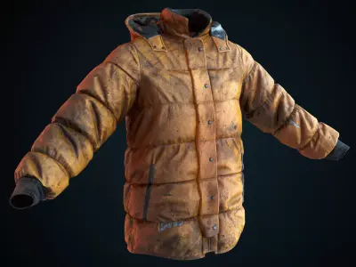 Dirty winter jacket Low-poly 3D model
