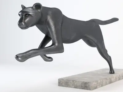 Running Cheetah Sculpture Low-poly 3D model