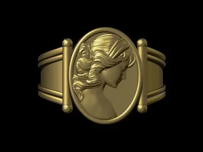 Cameo Woman Ring 3D print model
