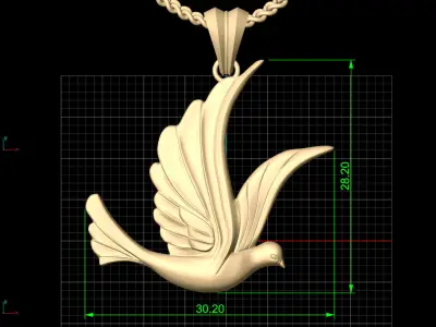 Dove Pendant Sculpture jewelry gold Necklace  3D print model