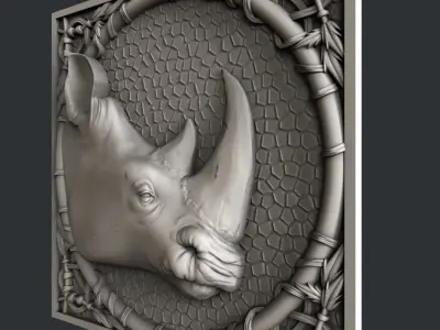 3d STL models for CNC rhinoceros 3D model