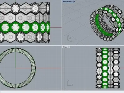 Hexagon Honeycomb strackable Rings 3D model