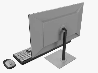 Wireles Computer Set Keyboard Mouse Monitor Black-White Version 3D model
