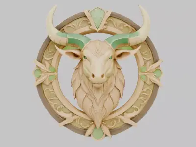 Mystical Bull Emblem Low-poly 3D model