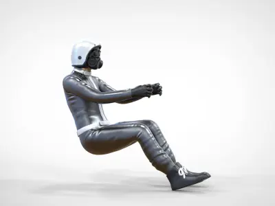 N6 Sitting Race Driver with NHRA Racing Helmet 3D print model