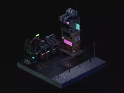 Cyberpunk Street 2 Low-poly 3D model