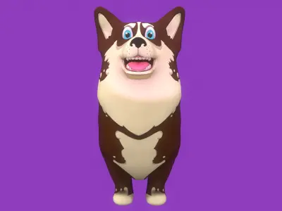 Stylized Brown Welsh Corgy for Games and Animation  Low-poly 3D model