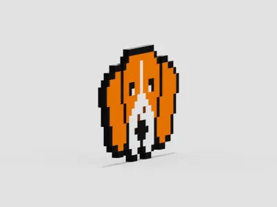 Pixel Beagle Symbol Low-poly 3D model