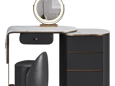 Ensemble de meuble lavabo moderne en bois massif minimaliste 3D model