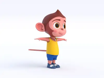 Cartoon Monkey Boy Low-poly 3D model