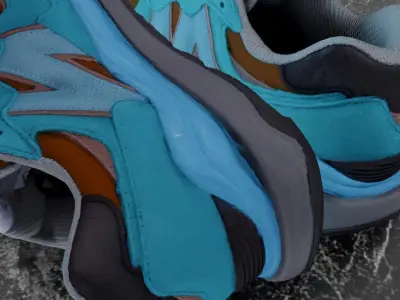 NEW BALANCE 3D SHOES - TURQUOISE - BROWN Low-poly 3D model
