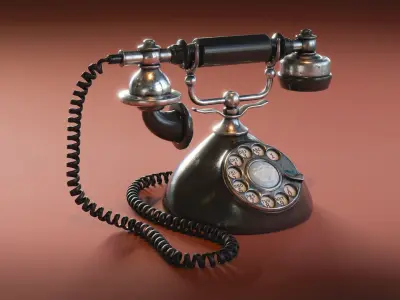Vintage Rotary Dial Telephone Low-poly 3D model