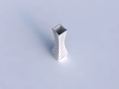 Vase larger opening rectangle with horizontal wavy layers 3D print model