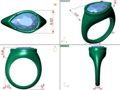 bezel pear shape signet style  3D print model